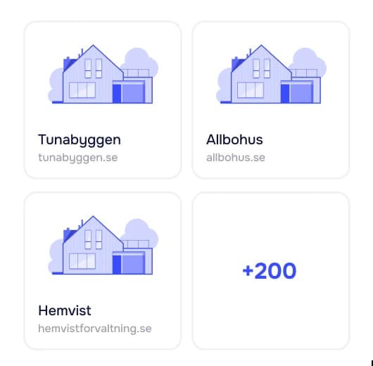 Logotyper och namn på externa köer: Tunabyggen, Allbohus, Hemvist och fler än 200 till.