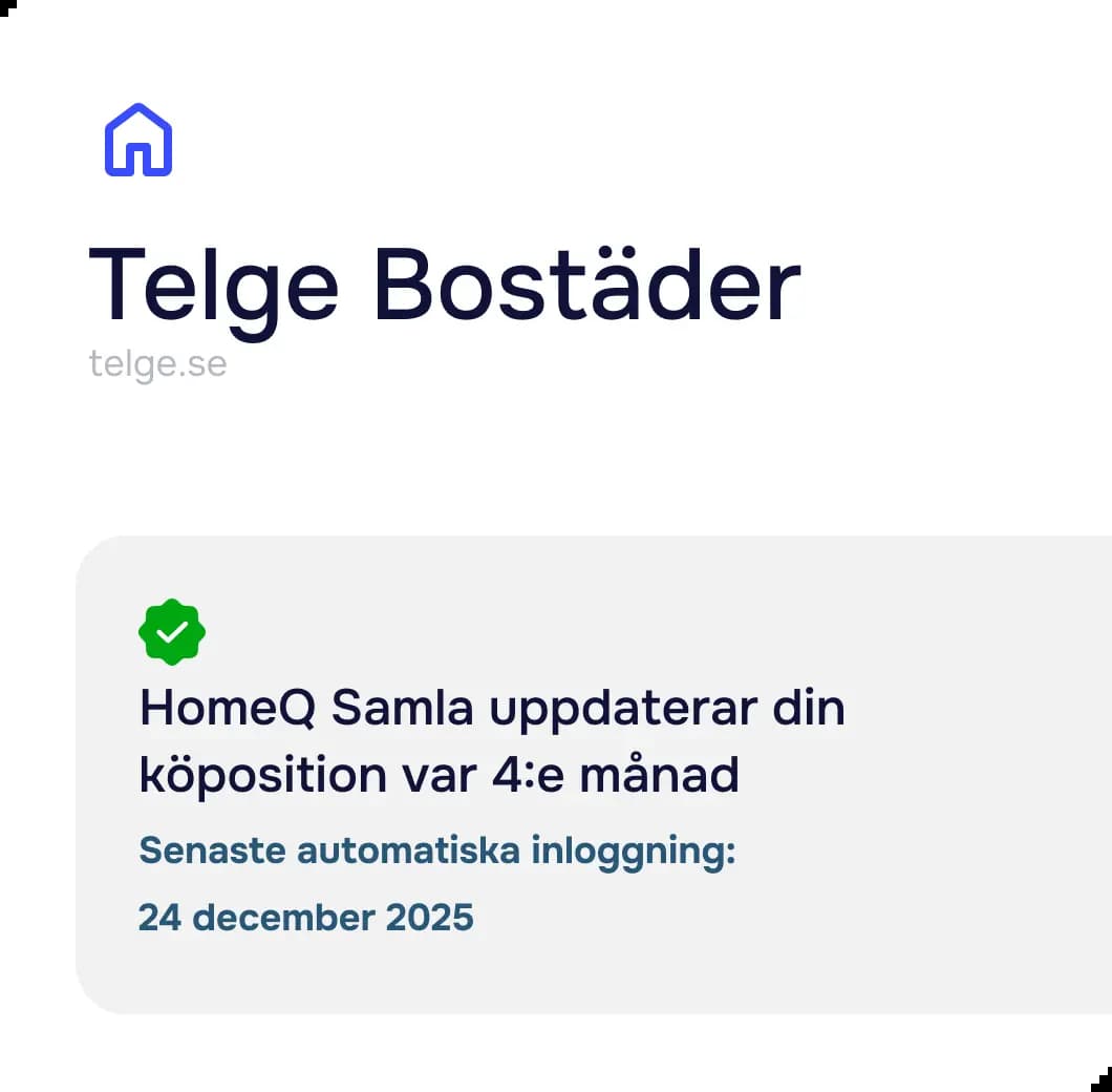 Illustration som visar att HomeQ Samla automatiskt uppdaterar köpoängen var 4:e månad.